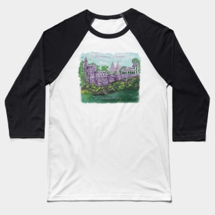 Belvedere Castle in purple, Central Park Baseball T-Shirt